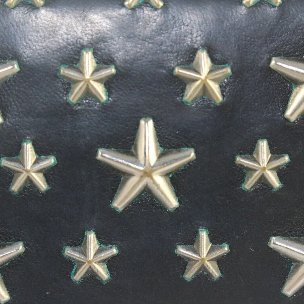 JIMMY CHOO Black Leather Star Zippy Wallet 1JC726K